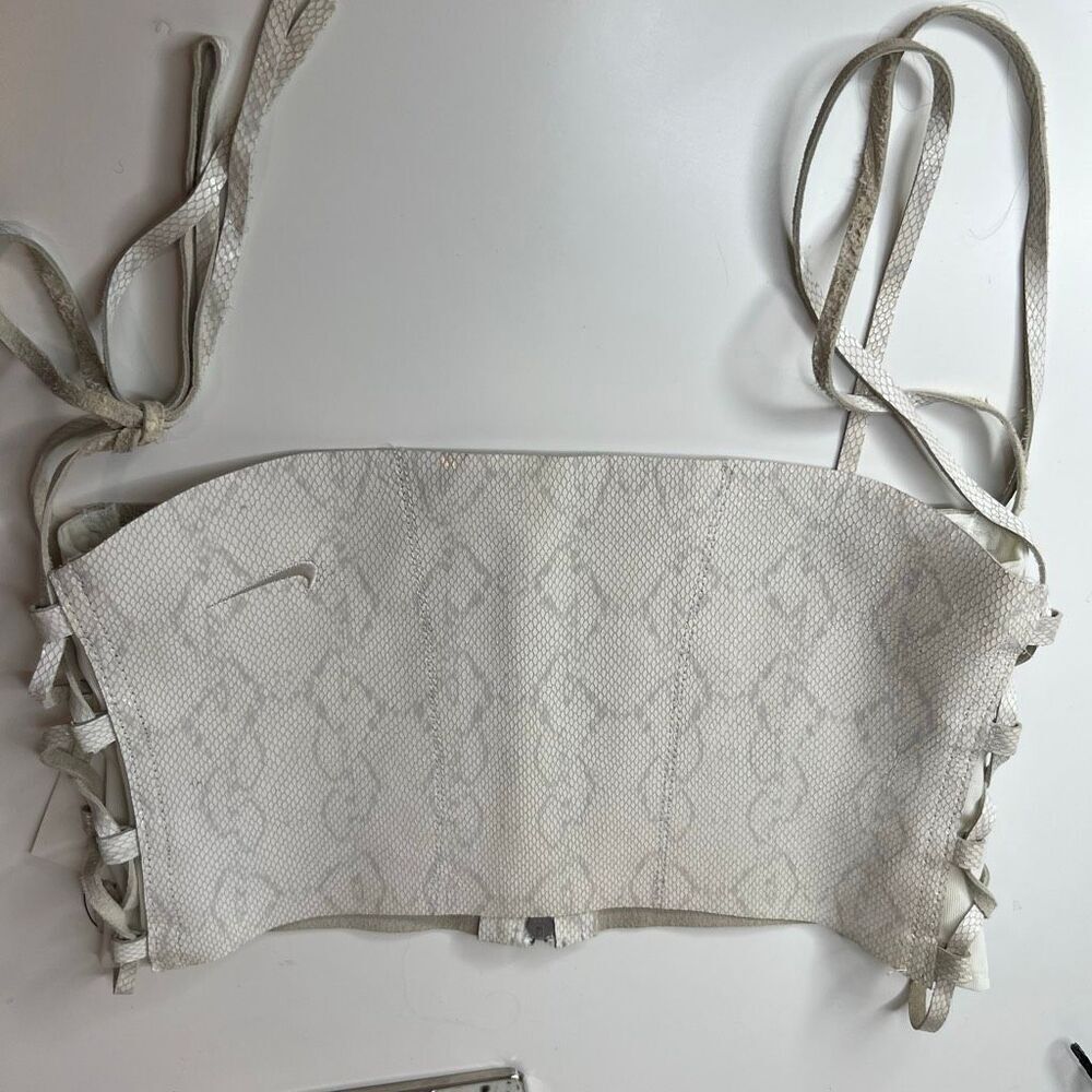 Nike Y2K Leather Snake Print Corset rare Bustier Lace Up Top White NWT Women’s O